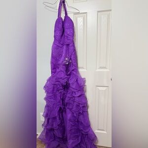 Elegant Purple Ruffled Gown